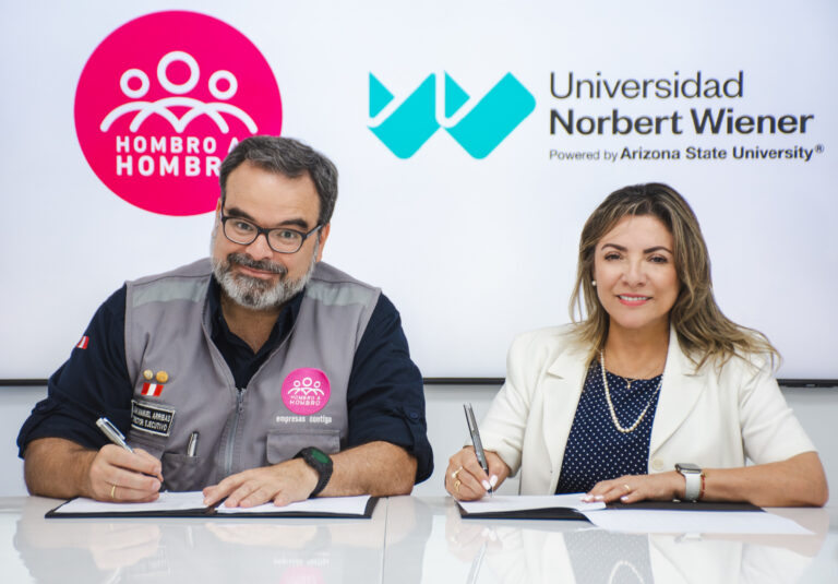 UNIVERSIDAD NORBERT WIENER Y ASOCIACIÓN HOMBRO A HOMBRO SUSCRIBEN IMPORTANTE ALIANZA QUE PERMITIRÁ LA PREPARACIÓN DE NUESTRA COMUNIDAD UNIVERSITARIA ANTE LOS DESASTRES NATURALES