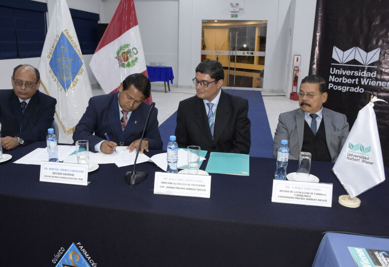 UNIVERSIDAD NORBERT WIENER FIRMÓ CONVENIO DE COOPERACIÓN INTERINSTITUCIONAL CON EL COLEGIO QUÍMICO FARMACÉUTICO DEL PERÚ