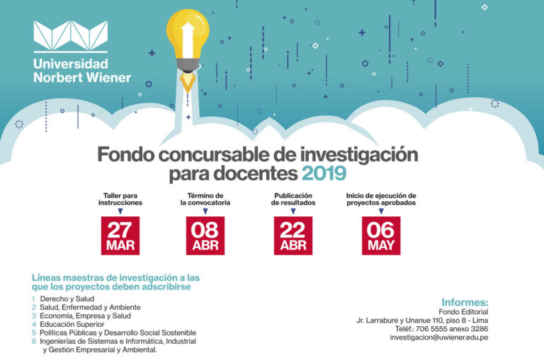 UNIVERSIDAD NORBERT WIENER CONVOCA A FONDO CONCURSABLE DE INVESTIGACIÓN PARA DOCENTES 2019