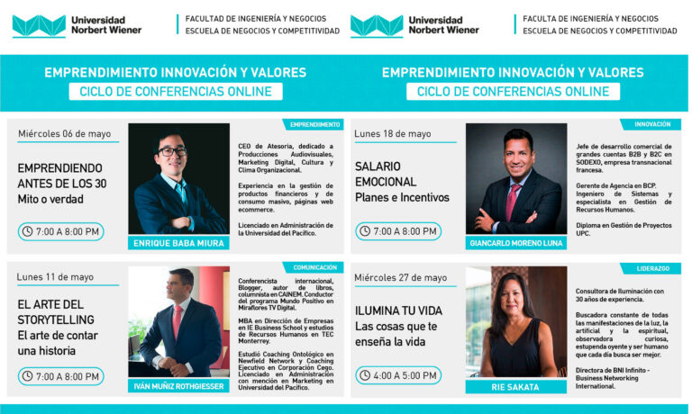 FACULTAD DE INGENIERÍA Y NEGOCIOS ORGANIZA CICLO DE CONFERENCIAS VIRTUALES A TRAVÉS DE PLATAFORMA BLACKBOARD