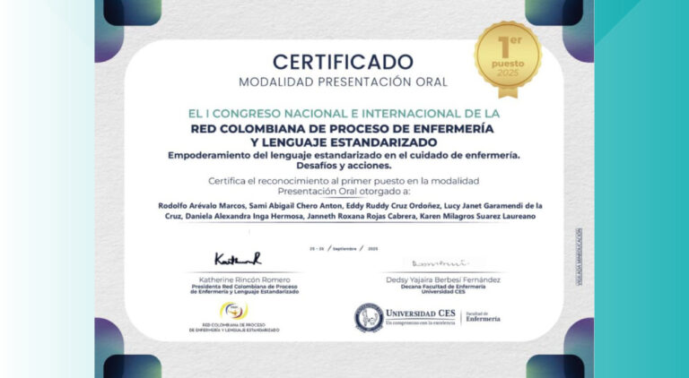 ESTUDIO CLÍNICO REALIZADO POR EQUIPO DE NORBERT WIENER OBTUVO EL PRIMER PUESTO EN CONCURSO DEL CONGRESO DE RED COLOMBIANA DE PROCESO DE ENFERMERÍA