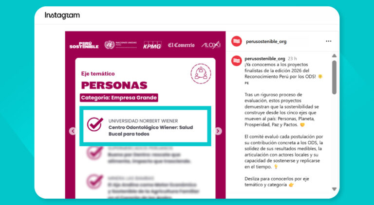 NORBERT WIENER SELECCIONADA PARA LA FINAL DEL RECONOCIMIENTO PERÚ POR LOS ODS